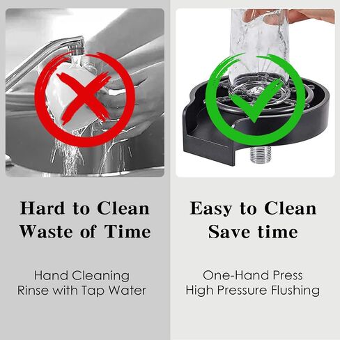 Kitchen Sink Glass Washer, Glass Washer Accessories Bar Glass Washer Faucet Bottle Washer, Kitchen Sink Automatic Washing Device (Silver) in Saudi Arabia