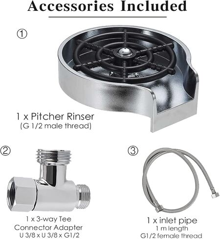 Kitchen Sink Glass Washer, Glass Washer Accessories Bar Glass Washer Faucet Bottle Washer, Kitchen Sink Automatic Washing Device (Silver) in Saudi Arabia