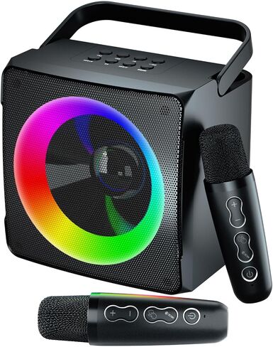 Verkstar Karaoke Machine, Portable Bluetooth Karaoke System for Adults Kids, Karaoke Speaker with 2 Wireless Mics and LED Lights, for Girls Boys Adults in Saudi Arabia