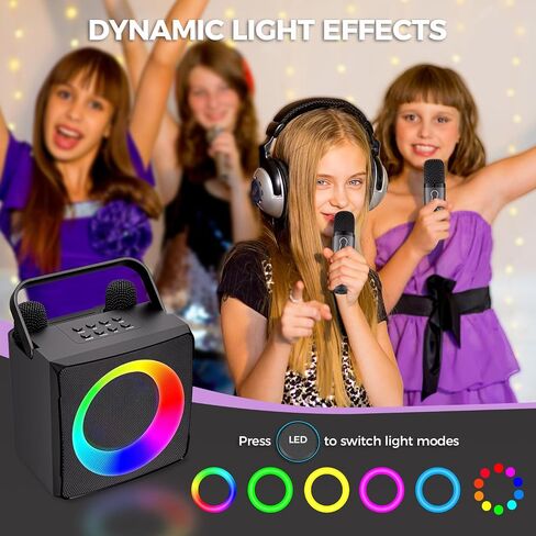 Verkstar Karaoke Machine, Portable Bluetooth Karaoke System for Adults Kids, Karaoke Speaker with 2 Wireless Mics and LED Lights, for Girls Boys Adults in Saudi Arabia