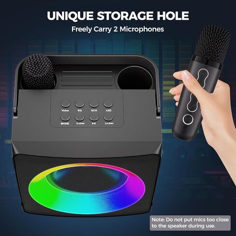 Verkstar Karaoke Machine, Portable Bluetooth Karaoke System for Adults Kids, Karaoke Speaker with 2 Wireless Mics and LED Lights, for Girls Boys Adults in Saudi Arabia