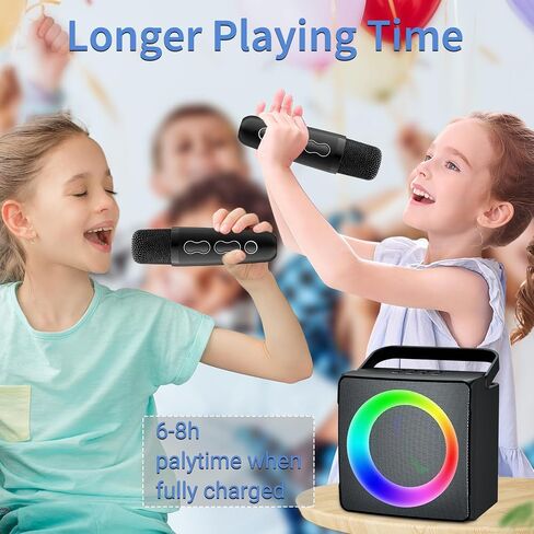 Verkstar Karaoke Machine, Portable Bluetooth Karaoke System for Adults Kids, Karaoke Speaker with 2 Wireless Mics and LED Lights, for Girls Boys Adults in Saudi Arabia