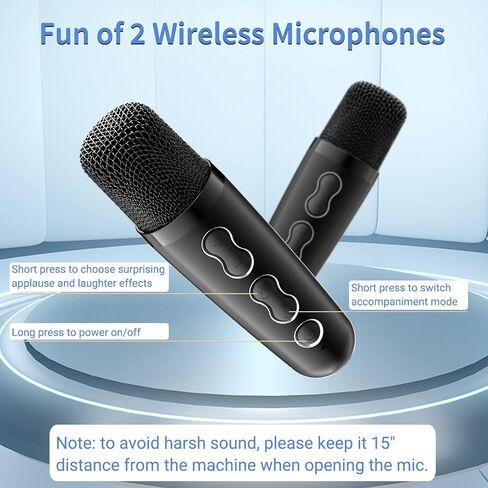 Verkstar Karaoke Machine, Portable Bluetooth Karaoke System for Adults Kids, Karaoke Speaker with 2 Wireless Mics and LED Lights, for Girls Boys Adults in Saudi Arabia