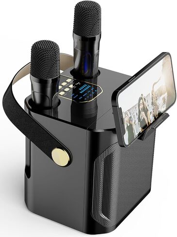 Portable Karaoke Machine with 2 Wireless Karaoke Microphones for Adults and Kids, Singing Machine Bluetooth Karaoke System for Home Party, Meeting (Black) in Saudi Arabia