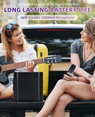 Portable Karaoke Machine with 2 Wireless Karaoke Microphones for Adults and Kids, Singing Machine Bluetooth Karaoke System for Home Party, Meeting (Black) in Saudi Arabia