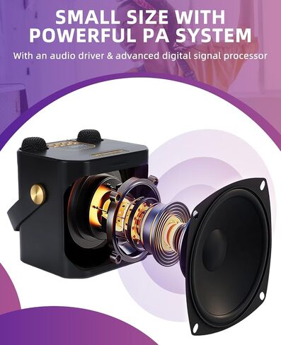 Portable Karaoke Machine with 2 Wireless Karaoke Microphones for Adults and Kids, Singing Machine Bluetooth Karaoke System for Home Party, Meeting (Black) in Saudi Arabia