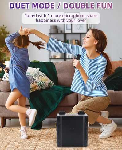 Portable Karaoke Machine with 2 Wireless Karaoke Microphones for Adults and Kids, Singing Machine Bluetooth Karaoke System for Home Party, Meeting (Black) in Saudi Arabia