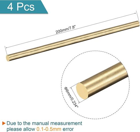 MECCANIXITY Brass Rod,Brass Solid Round Rod 5mm,1/5 inch Diameter 400mm Length Lathe Bar Stock for RC Model Airplane Helicopter DIY Craft Pack of 4 in Saudi Arabia