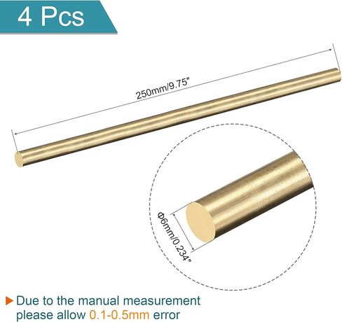 MECCANIXITY Brass Rod,Brass Solid Round Rod 5mm,1/5 inch Diameter 400mm Length Lathe Bar Stock for RC Model Airplane Helicopter DIY Craft Pack of 4 in Saudi Arabia