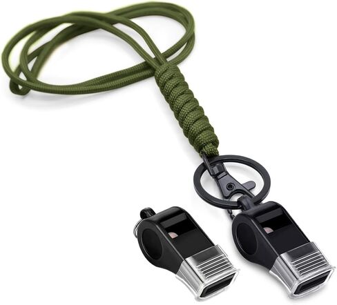2 Pack Professional Plastic Sport Whistle with Rope Lanyard Strap Sports Coach Referees Whistle Cord with Keychain in Saudi Arabia