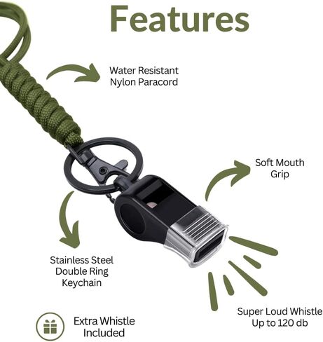 2 Pack Professional Plastic Sport Whistle with Rope Lanyard Strap Sports Coach Referees Whistle Cord with Keychain in Saudi Arabia