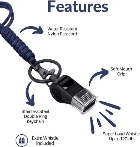 2 Pack Professional Plastic Sport Whistle with Rope Lanyard Strap Sports Coach Referees Whistle Cord with Keychain in Saudi Arabia