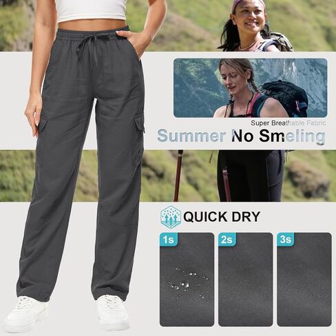 Womens Hiking Pants Quick Dry Lightweight UPF 50 Travel Golf Pants Work Camping Outdoor Cargo Pants Pockets in Saudi Arabia