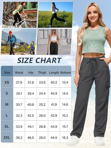 Womens Hiking Pants Quick Dry Lightweight UPF 50 Travel Golf Pants Work Camping Outdoor Cargo Pants Pockets in Saudi Arabia