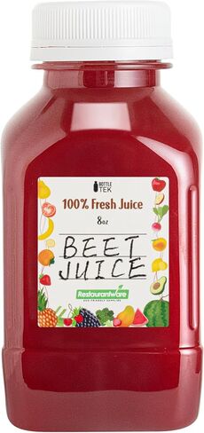 Restaurantware-Bottle Tek 12 Ounce Juice Bottle For Juicing, 1 Bottle With Cap - Includes Label, Lid, Brush, And Funnel, Clear Plastic Empty Juice Container, For Smoothies, Milk, Or Water in Saudi Arabia