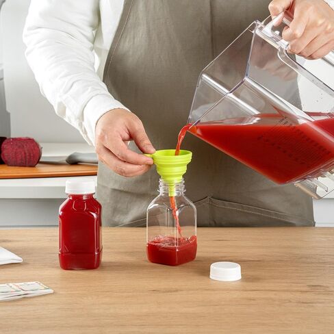 Restaurantware-Bottle Tek 12 Ounce Juice Bottle For Juicing, 1 Bottle With Cap - Includes Label, Lid, Brush, And Funnel, Clear Plastic Empty Juice Container, For Smoothies, Milk, Or Water in Saudi Arabia