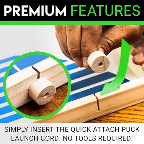 لعبة الهوكي الخشبية من Franklin Sports Sling Puck - لعبة الهوكي على سطح الطاولة مقاس XL Sling Puck - لعبة قاذفة سريعة لجميع الأعمار - مجموعة لعبة حبال خشبية سريعة in Saudi Arabia