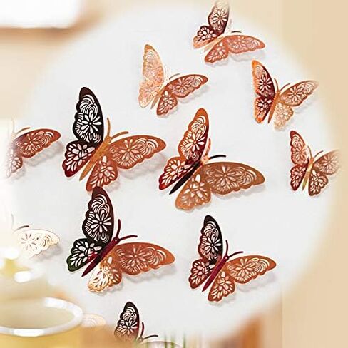 FOMTOR 3D Butterfly Wall Decor Paper Gold Butterflies Butterfly Cake Decorations for Cake Decorating Wall Decor Wedding Party Decorations 72 pcs in Saudi Arabia