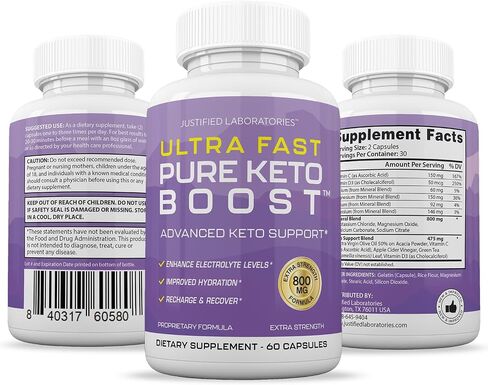 (3 Pack) Ultra Fast Pure Keto Boost Pills 1275MG New & Improved Formula Contains Apple Cider Vinegar Extra Virgin Olive Oil Powder Green Tea Leaf 180 Capsules in Kuwait