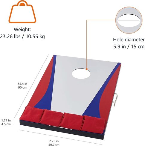 Amazon Basics Cornhole Set with 2 Boards, 8 Bean Bags, and Travel Carry Case, Blue/Red in Saudi Arabia