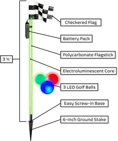 Glo-Pin Light Up Golf Flagstick Glow Golf Kit Game with Glow in the Dark LED Golf Balls (Blue) in Saudi Arabia