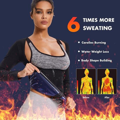 Sauna Suit for Women Weight Loss Sweat Shirts Hot Sweating Waist Trainer Belly Fat Fajas Long Sleeve Zipper Workout Top Vest in Saudi Arabia