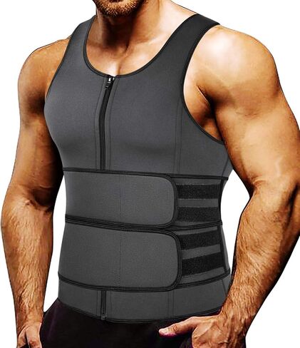 MISS MOLY Men's Sauna Waist Trainer Vest Sweat Vest with Trimmer Belt Workout Tank Top Body Shaper in Saudi Arabia