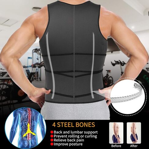 MISS MOLY Men's Sauna Waist Trainer Vest Sweat Vest with Trimmer Belt Workout Tank Top Body Shaper in Saudi Arabia