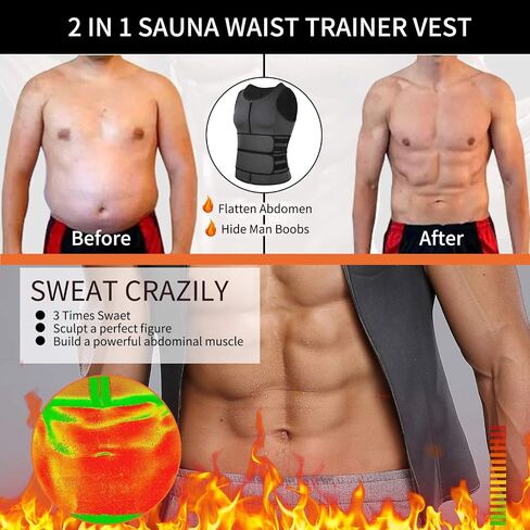 MISS MOLY Men's Sauna Waist Trainer Vest Sweat Vest with Trimmer Belt Workout Tank Top Body Shaper in Saudi Arabia