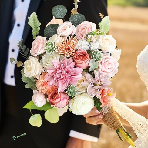 Artificial Flowers White Champagne Rose for Wedding Home Indoor Decorations, Fake Rose Combo Box with Stems for DIY Party Table Centerpiece Bridal Bouquet Decor in Saudi Arabia