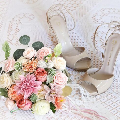 Artificial Flowers White Champagne Rose for Wedding Home Indoor Decorations, Fake Rose Combo Box with Stems for DIY Party Table Centerpiece Bridal Bouquet Decor in Saudi Arabia