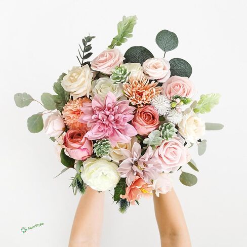 Artificial Flowers White Champagne Rose for Wedding Home Indoor Decorations, Fake Rose Combo Box with Stems for DIY Party Table Centerpiece Bridal Bouquet Decor in Saudi Arabia