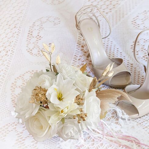 Artificial Flowers White Champagne Rose for Wedding Home Indoor Decorations, Fake Rose Combo Box with Stems for DIY Party Table Centerpiece Bridal Bouquet Decor in Saudi Arabia