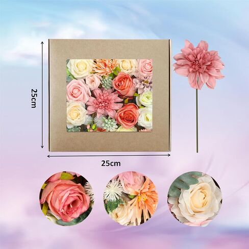 Artificial Flowers White Champagne Rose for Wedding Home Indoor Decorations, Fake Rose Combo Box with Stems for DIY Party Table Centerpiece Bridal Bouquet Decor in Saudi Arabia