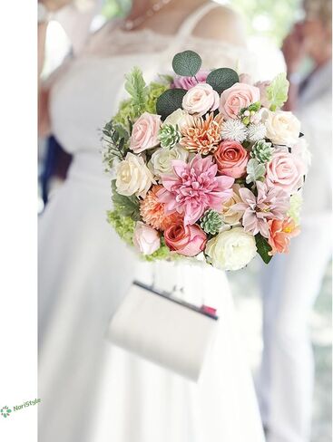 Artificial Flowers White Champagne Rose for Wedding Home Indoor Decorations, Fake Rose Combo Box with Stems for DIY Party Table Centerpiece Bridal Bouquet Decor in Saudi Arabia