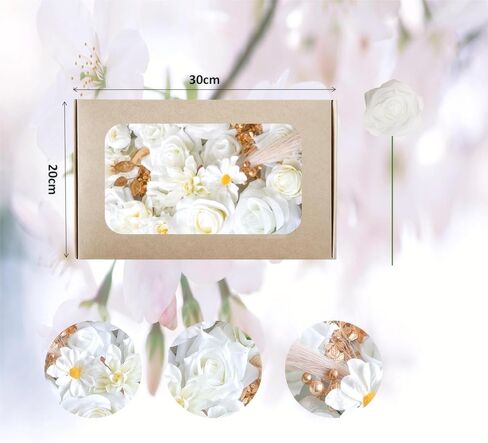 Artificial Flowers White Champagne Rose for Wedding Home Indoor Decorations, Fake Rose Combo Box with Stems for DIY Party Table Centerpiece Bridal Bouquet Decor in Saudi Arabia