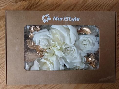 Artificial Flowers White Champagne Rose for Wedding Home Indoor Decorations, Fake Rose Combo Box with Stems for DIY Party Table Centerpiece Bridal Bouquet Decor in Saudi Arabia