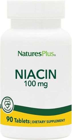 NaturesPlus Niacin - 100 مجم، 90 قرص نباتي - مكمل فيتامين B3 عالي الفعالية - خالي من الغلوتين - 90 وجبة in Saudi Arabia
