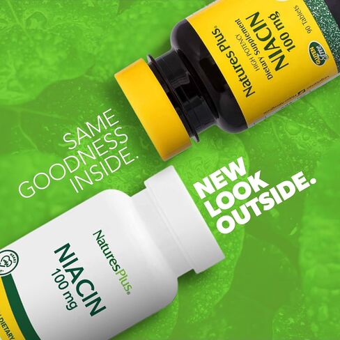 NaturesPlus Niacin - 100 مجم، 90 قرص نباتي - مكمل فيتامين B3 عالي الفعالية - خالي من الغلوتين - 90 وجبة in Saudi Arabia