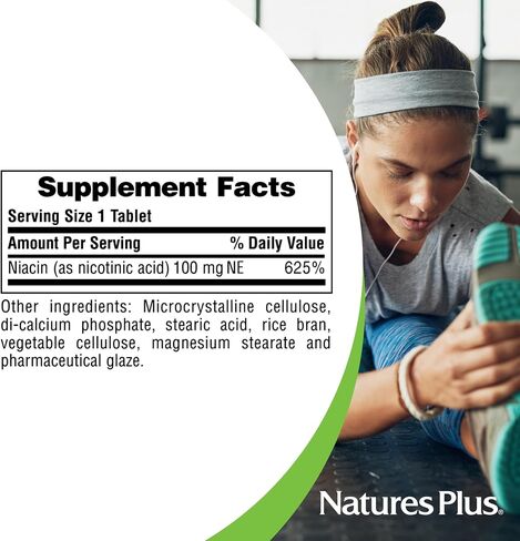 NaturesPlus Niacin - 100 مجم، 90 قرص نباتي - مكمل فيتامين B3 عالي الفعالية - خالي من الغلوتين - 90 وجبة in Saudi Arabia