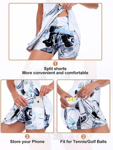فساتين جولف Viracy Tennis Dress للنساء مع شورت وجيوب بدون أكمام وسحاب وياقة واقفة، فستان رياضي خفيف الوزن in Saudi Arabia