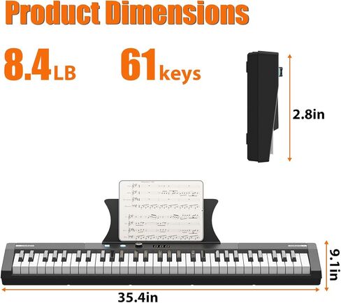 Piano Keyboard, 61 Key Keyboard Piano for Beginners and Kids with Headphones Charger and Pedal, Portable Electric Keyboard Teaching for Best Birthday or Christmas Gift in Saudi Arabia
