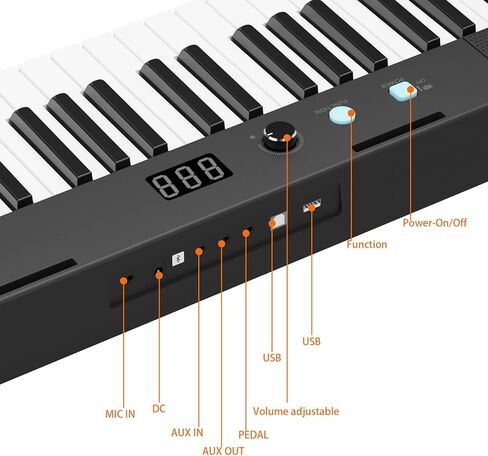 Piano Keyboard, 61 Key Keyboard Piano for Beginners and Kids with Headphones Charger and Pedal, Portable Electric Keyboard Teaching for Best Birthday or Christmas Gift in Saudi Arabia