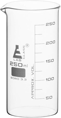 EISCO Beaker, 250ml - Tall Form with Spout - White, 25ml Graduations - Borosilicate 3.3 Glass in Saudi Arabia