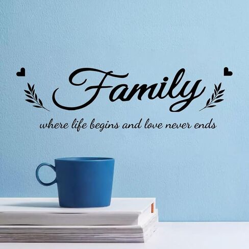 Family Wall Decals Decor for Living Room Love Wall Sticker Decorations for Bedroom Women Mirror Words for Wall Sticker, Black in Saudi Arabia