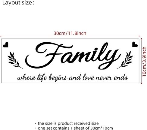 Family Wall Decals Decor for Living Room Love Wall Sticker Decorations for Bedroom Women Mirror Words for Wall Sticker, Black in Saudi Arabia