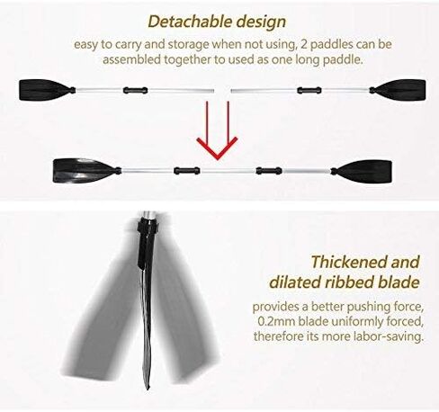 Kayak Paddle,kids Kayak with Paddle,Boat Kayak Paddle, 2Pcs Aluminium Alloy Detachable Kayak Paddle Boat Oars Accessories in Saudi Arabia