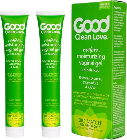 Good Clean Love Restore Moisturizing Vaginal Gel, pH-Balanced, Water-Based with Aloe Vera & Lactic Acid, Reduces Dryness, Discomfort & Odor for Women, 2 Oz (2-Pack) in Saudi Arabia