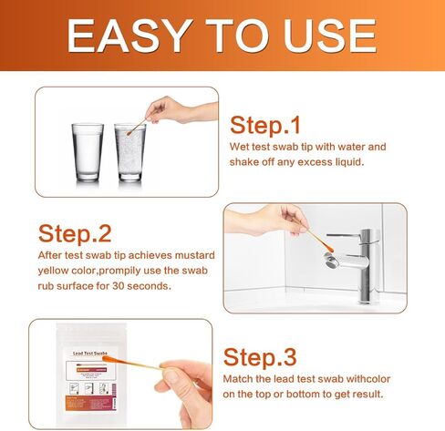 Lead Test Kit for Dishes, 10 Pcs Rapid Lead Test Swabs, Dip in Water Lead Testing Kit, Lead Paint Test Kit Home Use for All Surfaces, Results in 30 Seconds in Kuwait