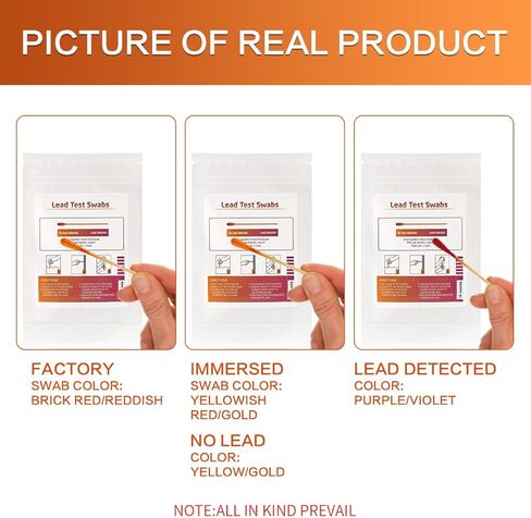 Lead Test Kit for Dishes, 10 Pcs Rapid Lead Test Swabs, Dip in Water Lead Testing Kit, Lead Paint Test Kit Home Use for All Surfaces, Results in 30 Seconds in Kuwait